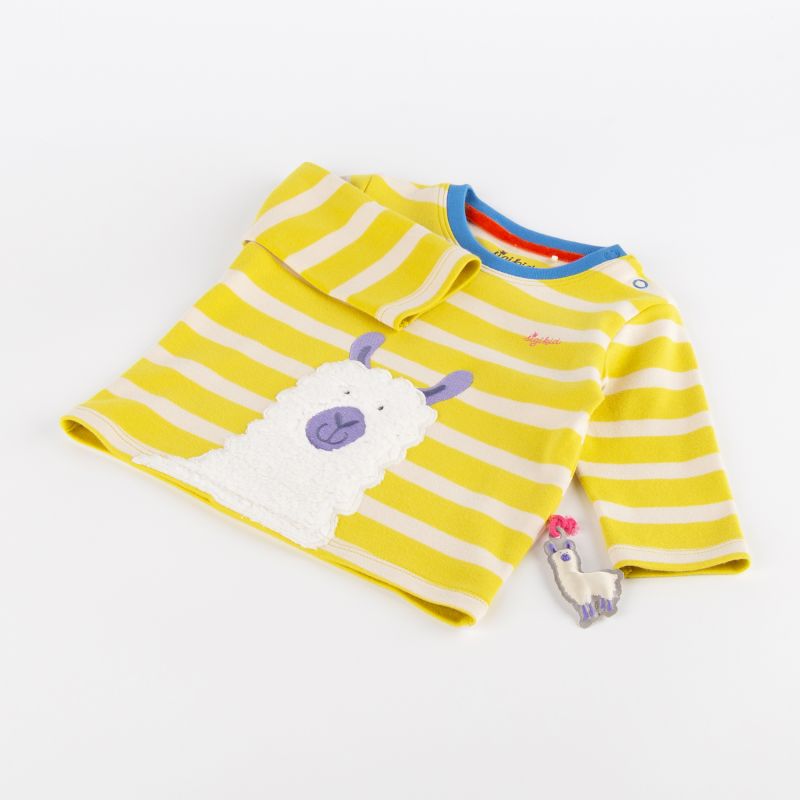 Sigikid Baby Langarmshirt Crazy Lama, gelb gestreift Bis zu 50% Rabatt