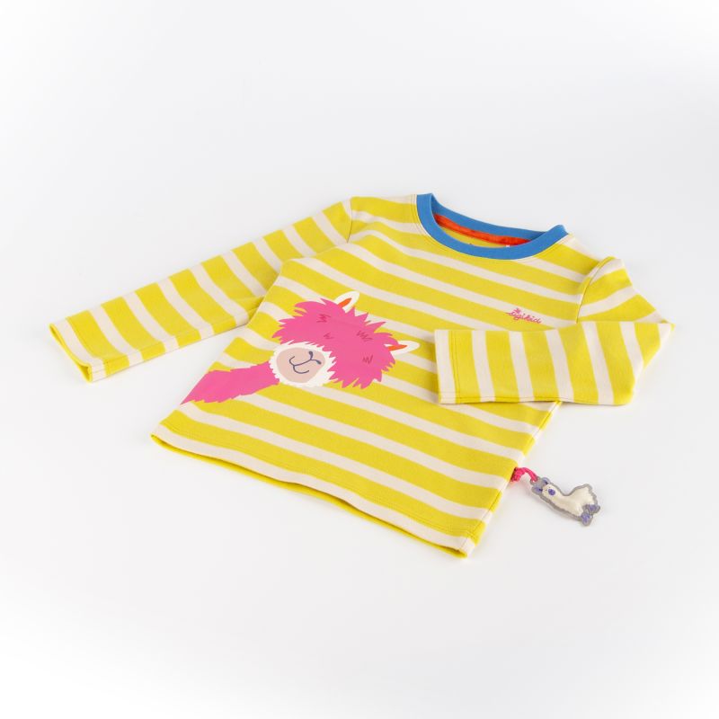 Sigikid Kinder Langarmshirt Crazy Lama, gelb gestreift Nur für heute