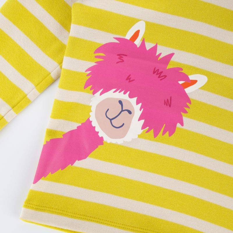 Sigikid Kinder Langarmshirt Crazy Lama, gelb gestreift Nur für heute