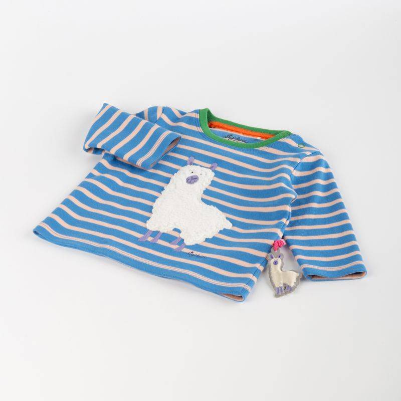 Sigikid Baby Langarmshirt Crazy Lama, blau gestreift Clearance-Verkauf