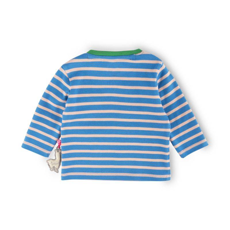 Sigikid Baby Langarmshirt Crazy Lama, blau gestreift Clearance-Verkauf