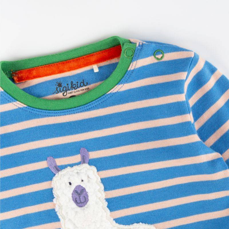 Sigikid Baby Langarmshirt Crazy Lama, blau gestreift Clearance-Verkauf