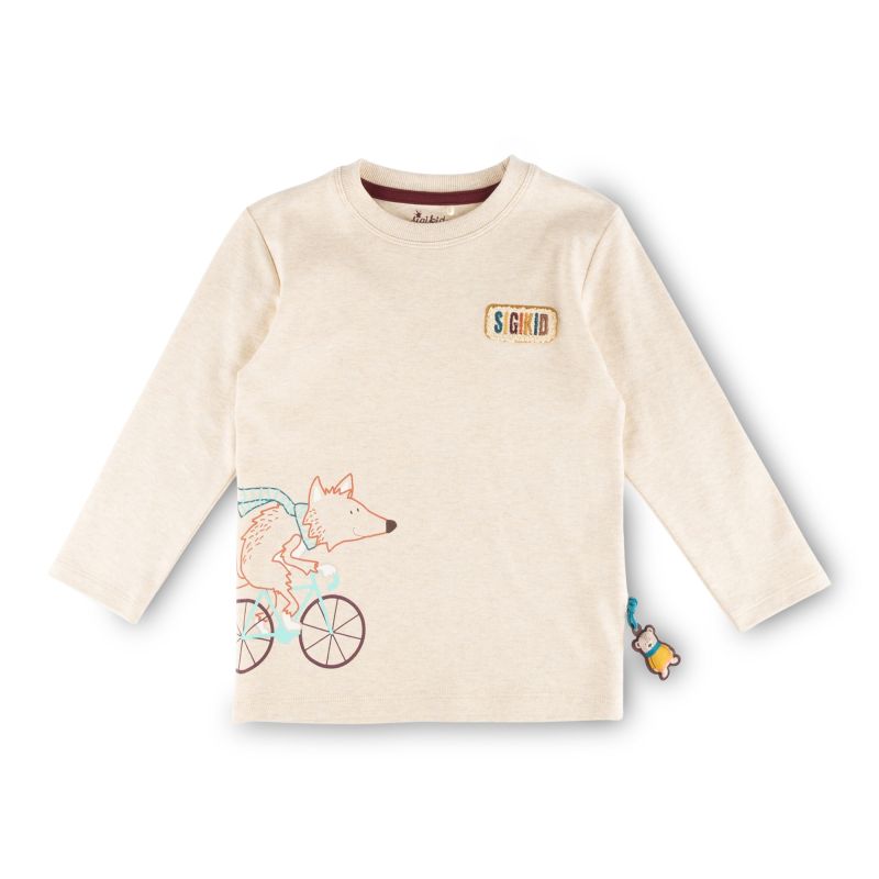 Sigikid Kinder Langarmshirt Fuchs, beige meliert zollfrei