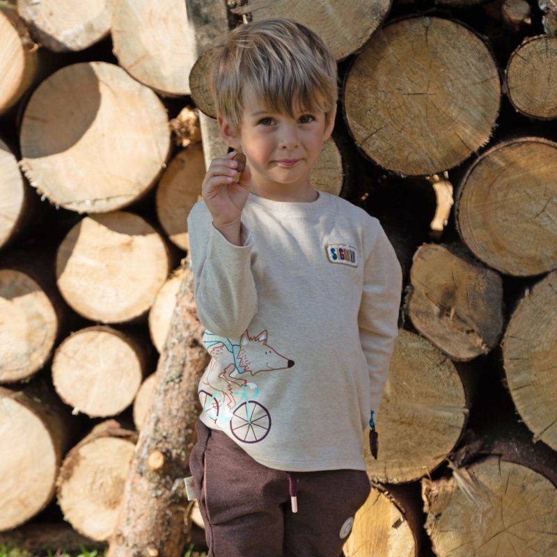 Sigikid Kinder Langarmshirt Fuchs, beige meliert zollfrei