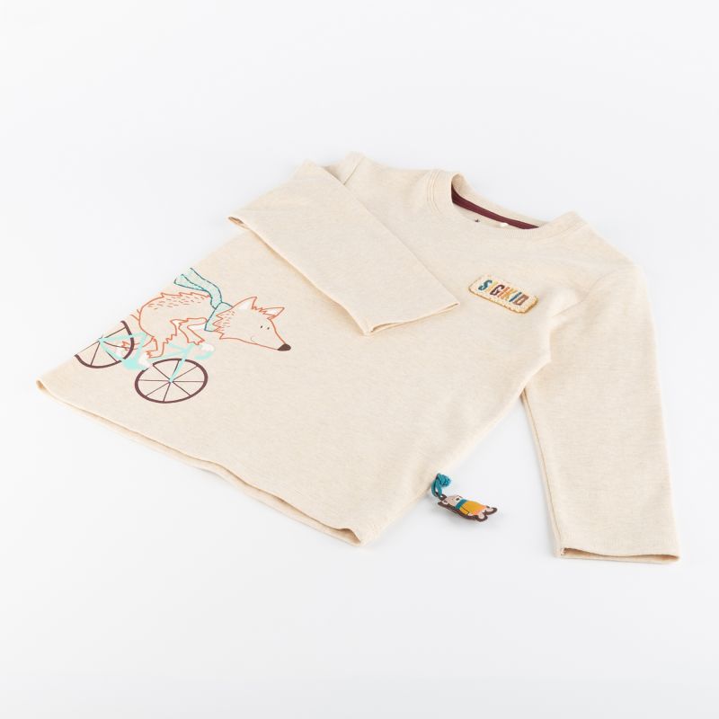 Sigikid Kinder Langarmshirt Fuchs, beige meliert zollfrei