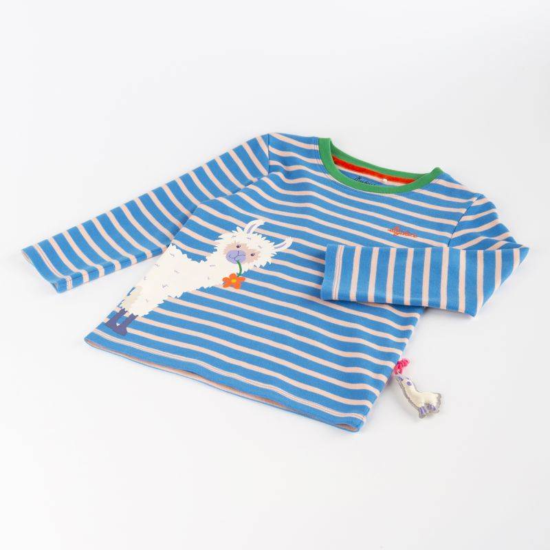 Sigikid Kinder Langarmshirt Crazy Lama, blau gestreift Auslauf