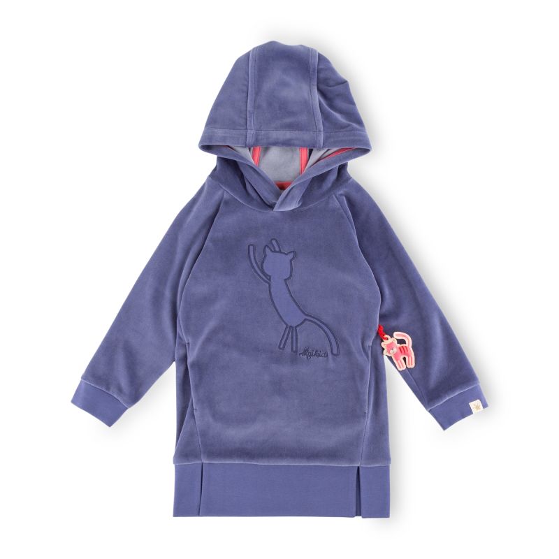 Sigikid Kinder Nickikleid mit Katzen Motiv, blau Letzte 3 Tage