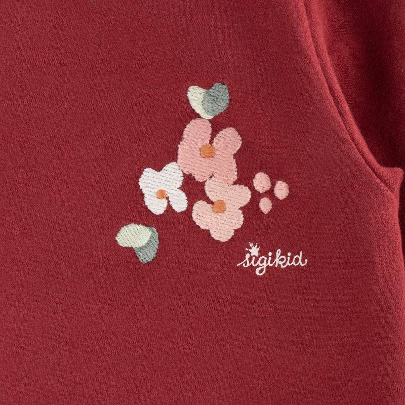 Sigikid Kinder Sweatkleid mit Stickmotiv Blumen, dunkelrot Zeitbegrenzte Promotion