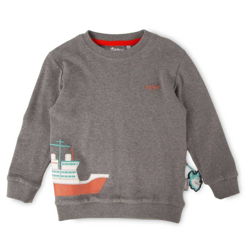 Sigikid Graumeliertes Kinder Langarmshirt Polarschiff Nur noch ein Tag übrig