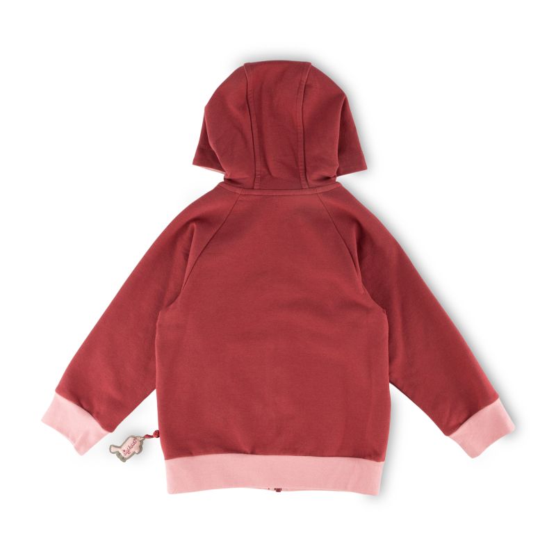 Sigikid Kinder Sweatjacke mit Kapuze und Stickmotiv Blumen, dunkelrot 50% Rabatt mit kostenlosem Versand