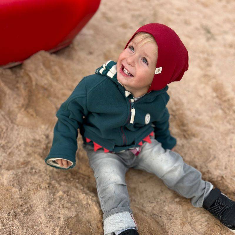 Sigikid Dunkelrote Baby Mütze mit Aufschlag Kostenloser Versand international