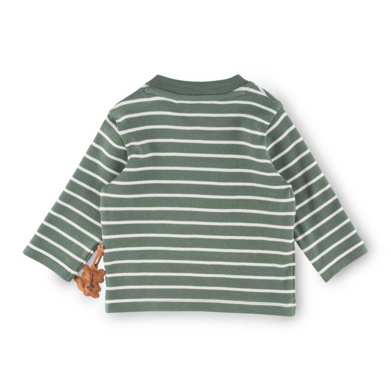 Sigikid Baby Langarm Ringelshirt mit Waschbären Motiv, grün-weiß Auslauf