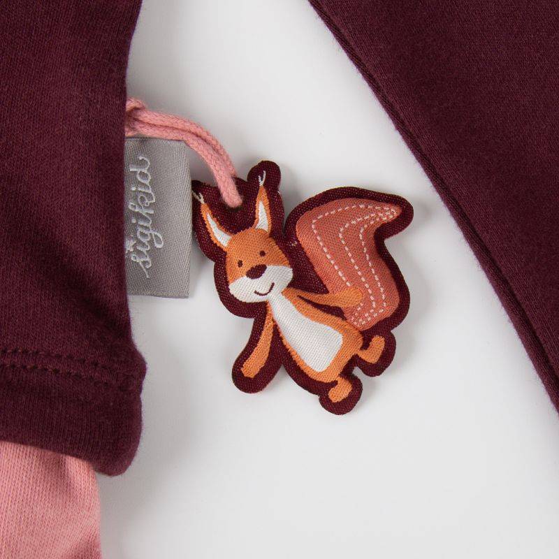 Sigikid Kinder Kleid mit Eichhörnchen Motiv, dunkelrot und rosa Schlussverkauf