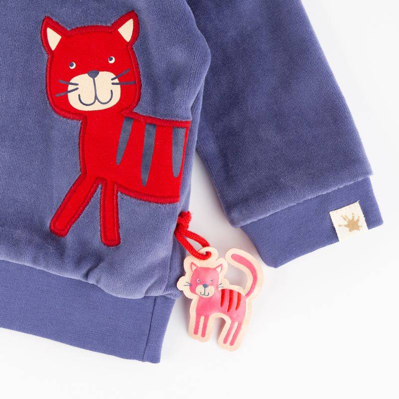 Sigikid Baby Nicki Langarmshirt Katze, blau Meist gekauft