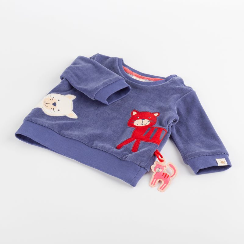 Sigikid Baby Nicki Langarmshirt Katze, blau Meist gekauft