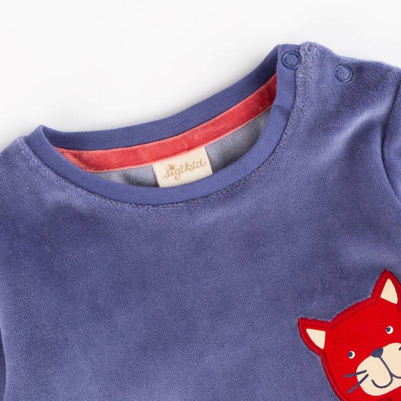 Sigikid Baby Nicki Langarmshirt Katze, blau Meist gekauft