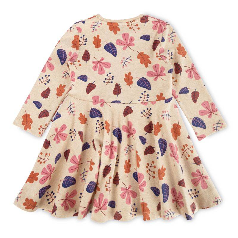 Sigikid Kinder Kleid, beige mit buntem Blätterprint Rabatt