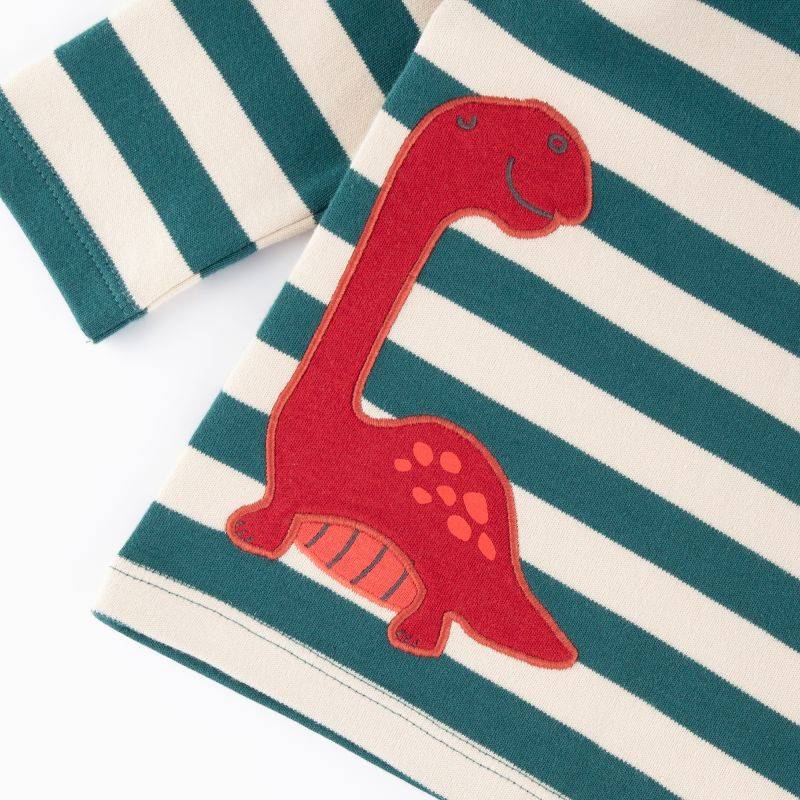 Sigikid Baby Streifen Langarmshirt Dino, grün-weiß Lagerräumung