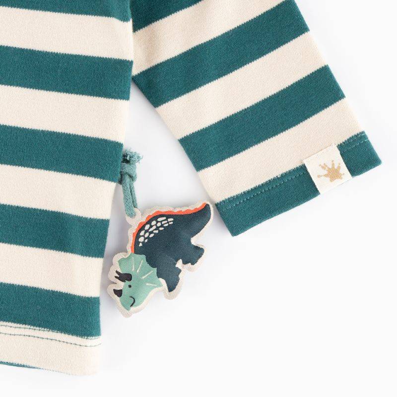 Sigikid Baby Streifen Langarmshirt Dino, grün-weiß Lagerräumung
