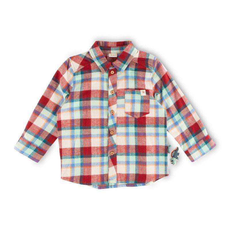 Sigikid Kinder Langarm Karo-Flanellhemd, rot-blau Top Angebot