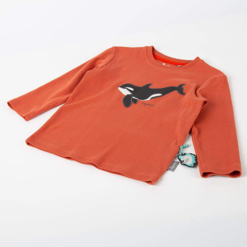 Sigikid Kinder Langarmshirt mit Wal Motiv, orange Neuheiten