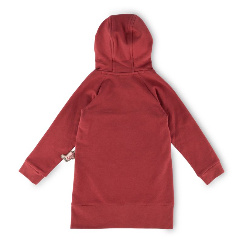 Sigikid Kinder Sweatkleid mit Kapuze und Stickmotiv Blumen, dunkelrot Letzte 3 Tage