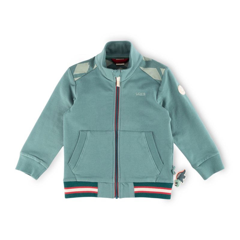 Sigikid Kinder Sweatjacke mit Dino Motiv, grün Letzte 2 Tage
