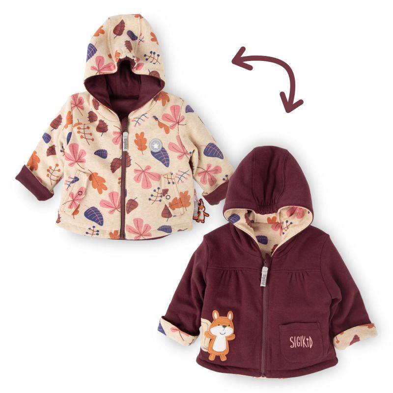 Sigikid Baby Wendejacke dunkelrot/bunter Herbstprint Bis zu 50% Rabatt