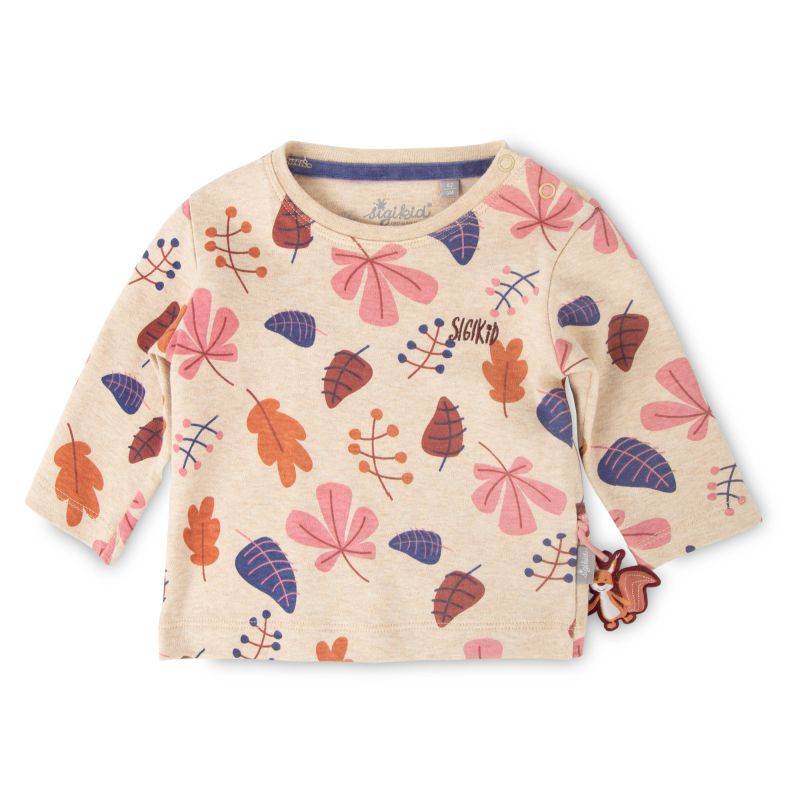 Sigikid Baby Langarmshirt beige mit Herbstprint Im Verkauf