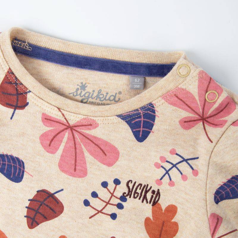 Sigikid Baby Langarmshirt beige mit Herbstprint Im Verkauf