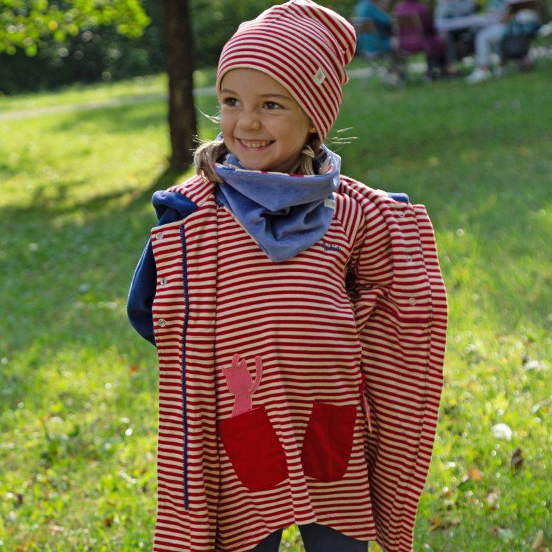 Sigikid Kinder Ringelkleid mit Katzen Motiv, rot-weiß zollfrei