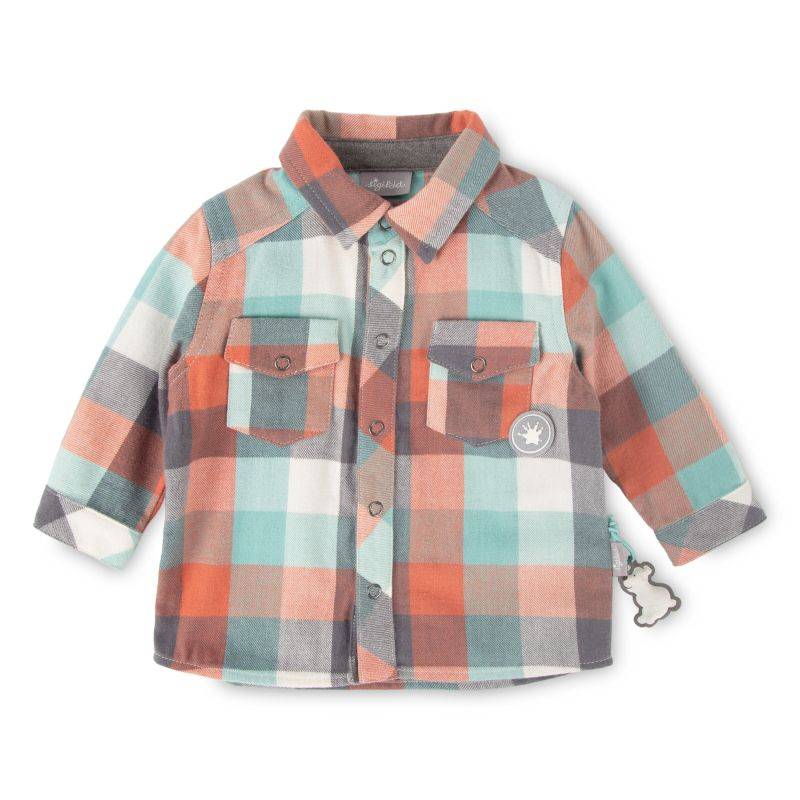 Sigikid Baby Karo Flanellhemd, orange und türkis Rabatte dieses Monats