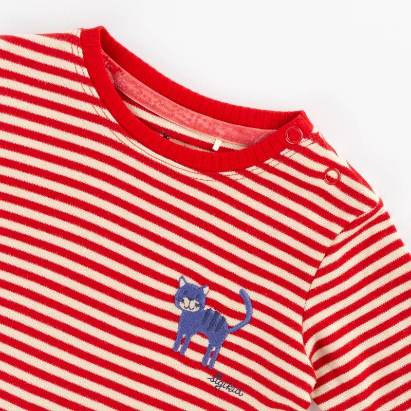 Sigikid Baby Ringelkleid mit Katzen Motiv, rot-weiß Auslauf