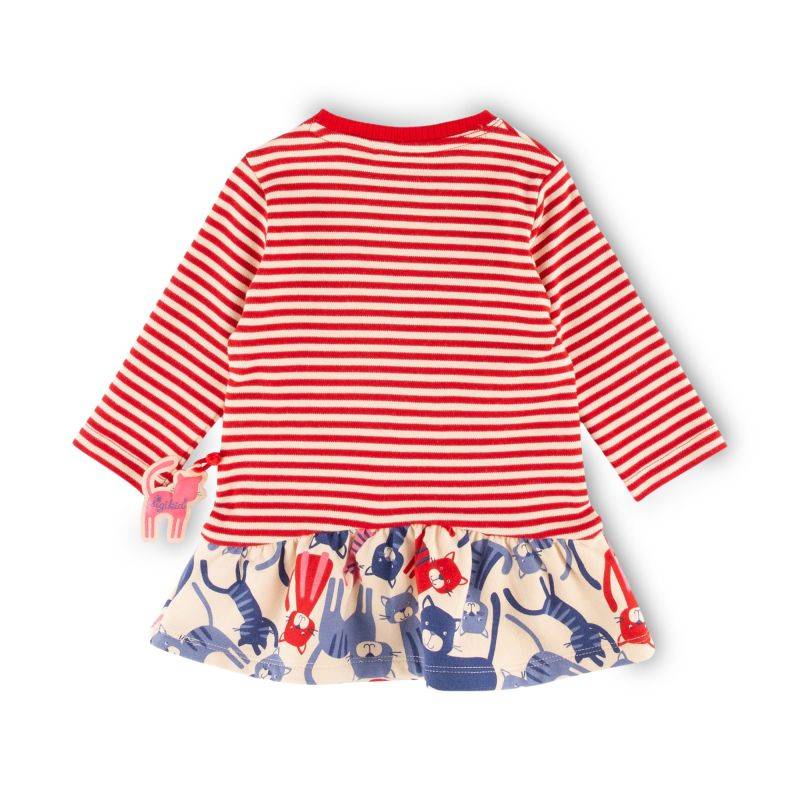 Sigikid Baby Ringelkleid mit Katzen Motiv, rot-weiß Auslauf