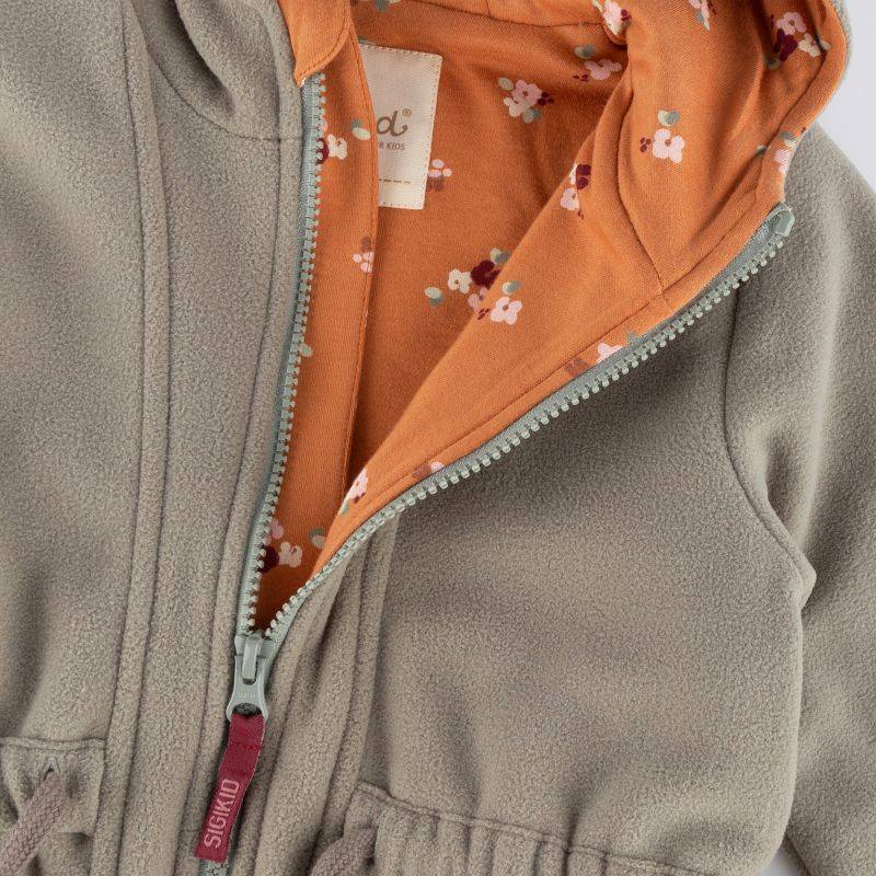 Sigikid Kinder Fleecejacke mit Kapuze und Stickmotiv Blumen im Angebot