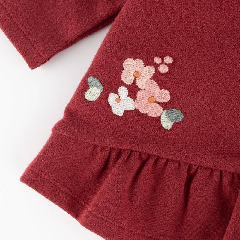 Sigikid Baby Sweat Longshirt mit Stickmotiv Blumen, dunkelrot Günstiger Verkauf