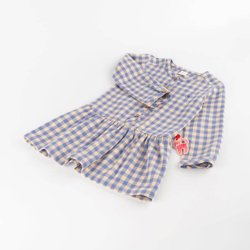 Sigikid Kinder Karo Flanellkleid, blau-weiß Sonderangebot