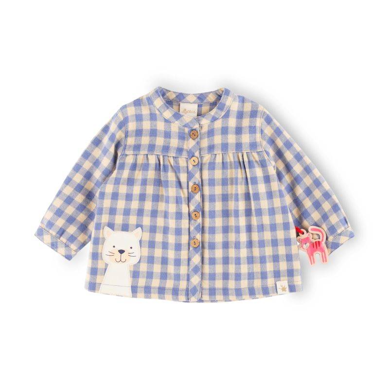 Sigikid Baby Karo-Flanellbluse mit Katzen Motiv, blau-weiß Black Friday