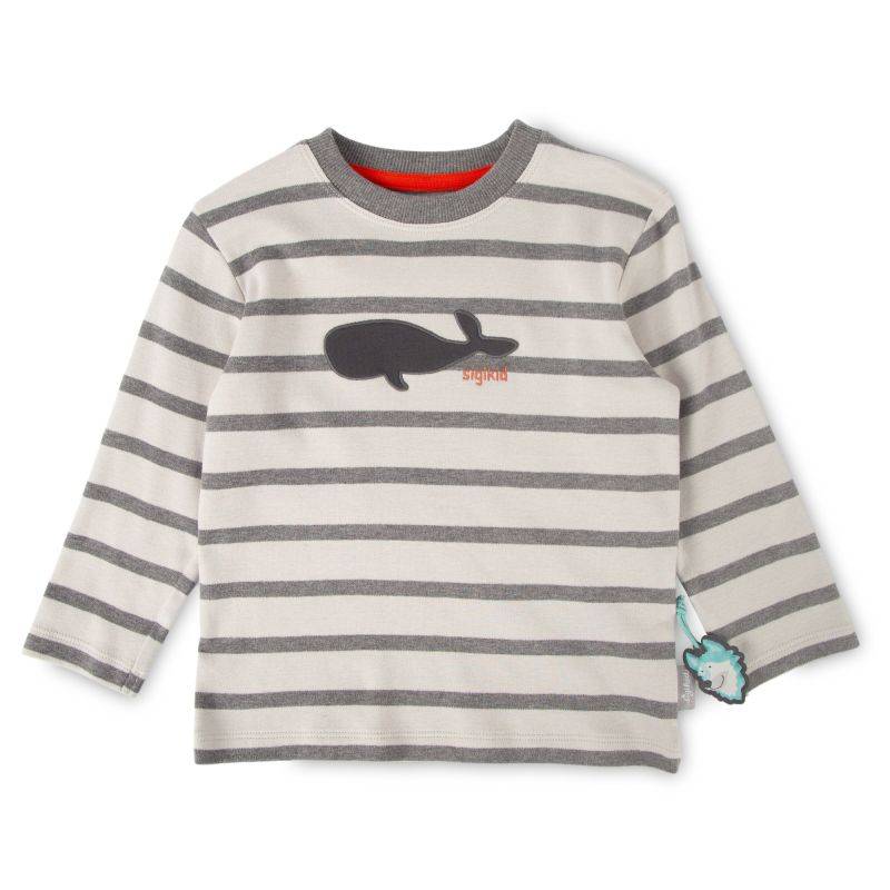 Sigikid Kinder Langarmshirt mit Wal Motiv, grau geringelt Cyber Monday