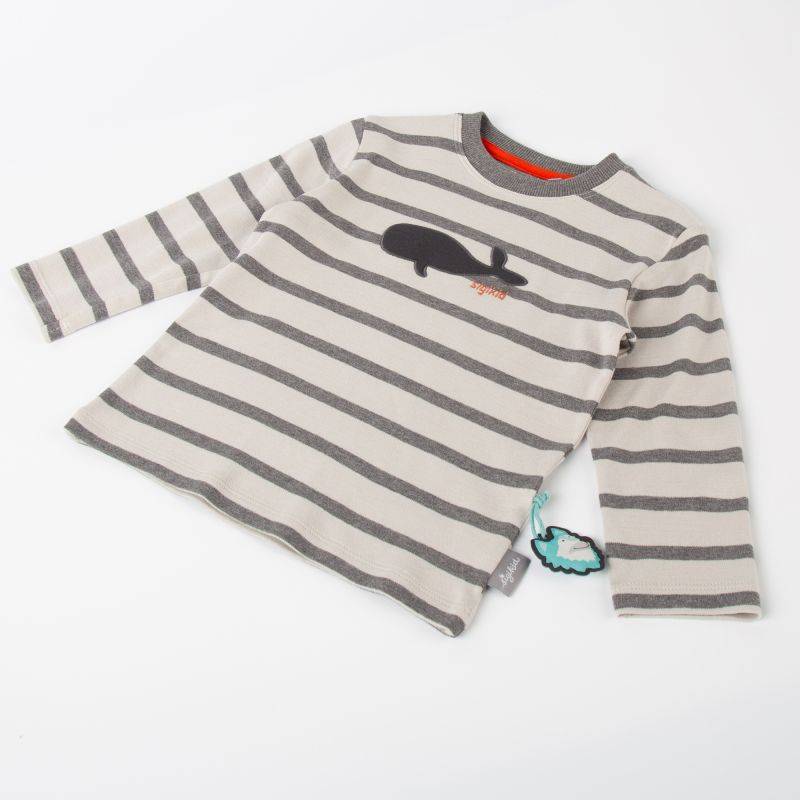Sigikid Kinder Langarmshirt mit Wal Motiv, grau geringelt Cyber Monday