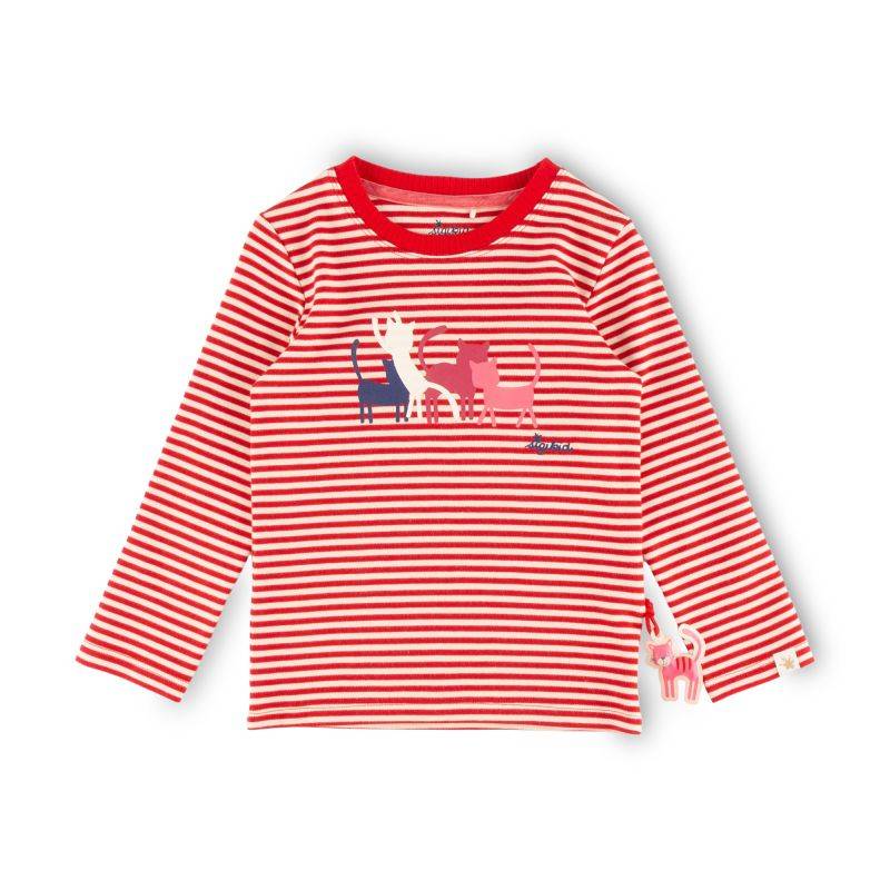 Sigikid Kinder Langarmshirt Katze, rot-weiß geringelt Weihnachtsangebot