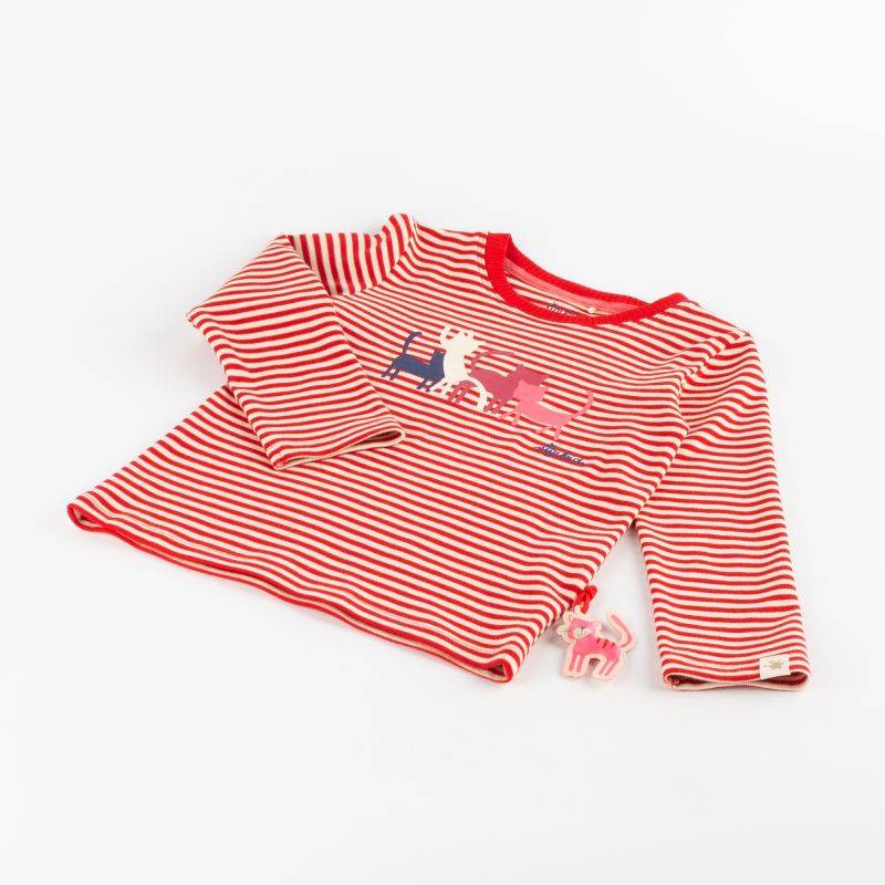 Sigikid Kinder Langarmshirt Katze, rot-weiß geringelt Weihnachtsangebot