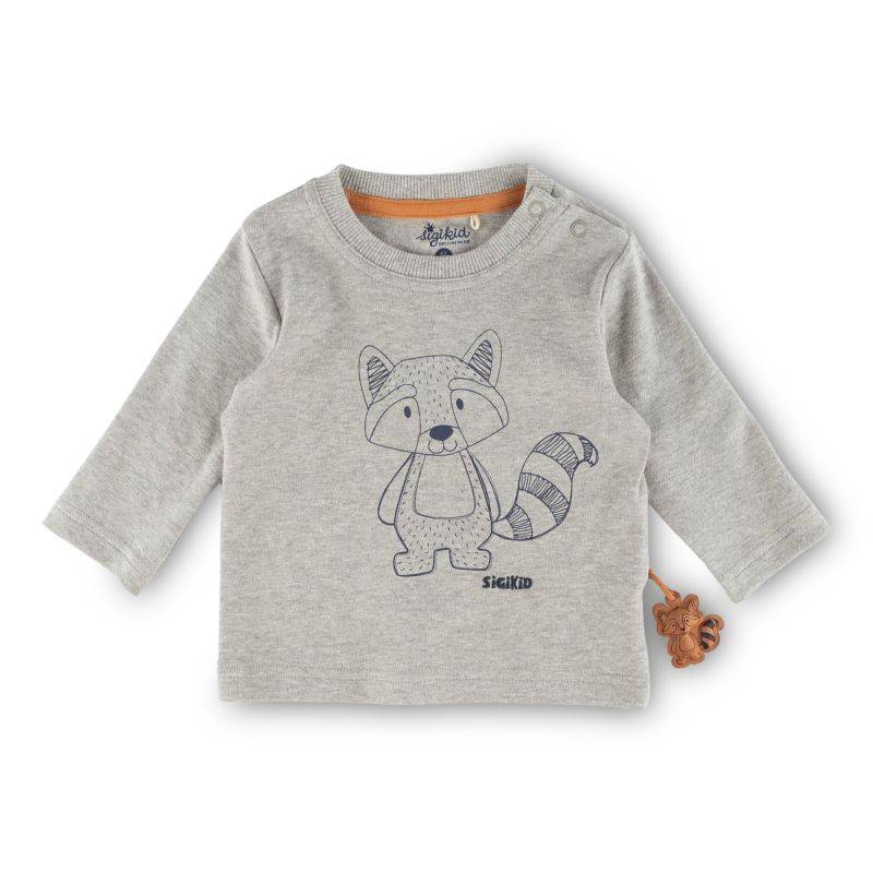 Sigikid Baby Langarmshirt mit Waschbären Motiv, grau Heißer Verkauf