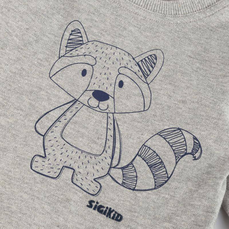Sigikid Baby Langarmshirt mit Waschbären Motiv, grau Heißer Verkauf