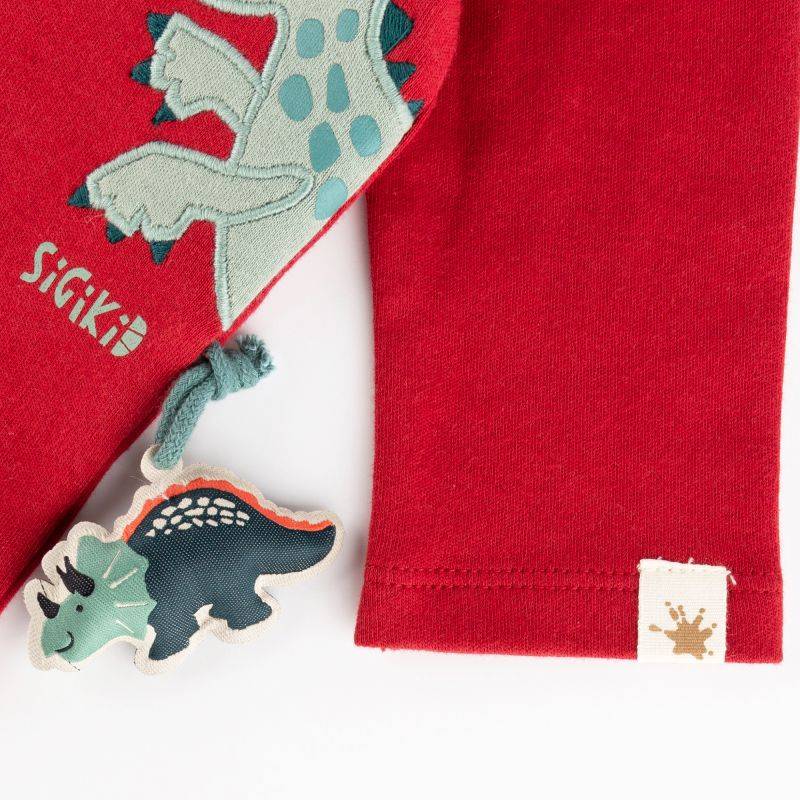 Sigikid Baby Langarmshirt Dino, dunkelrot Zeitlich begrenztes Angebot
