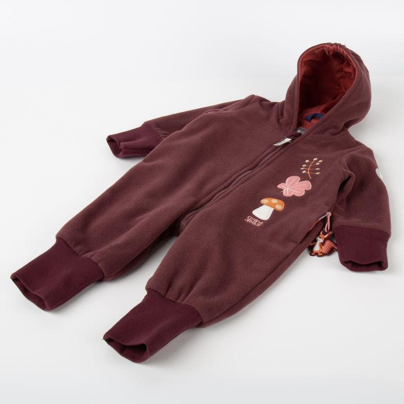 Sigikid Baby Fleece Overall mit Herbstmotiven, dunkelrot Saisonale Angebote