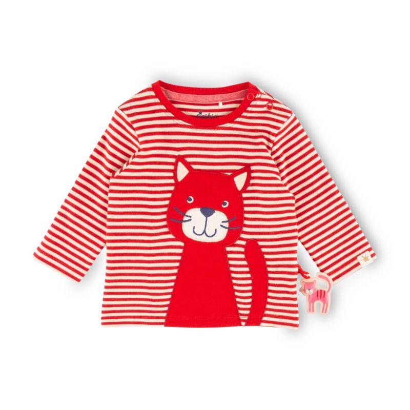 Sigikid Baby Ringel Langarmshirt mit Katzen Motiv, rot-weiß JETZT KAUFEN