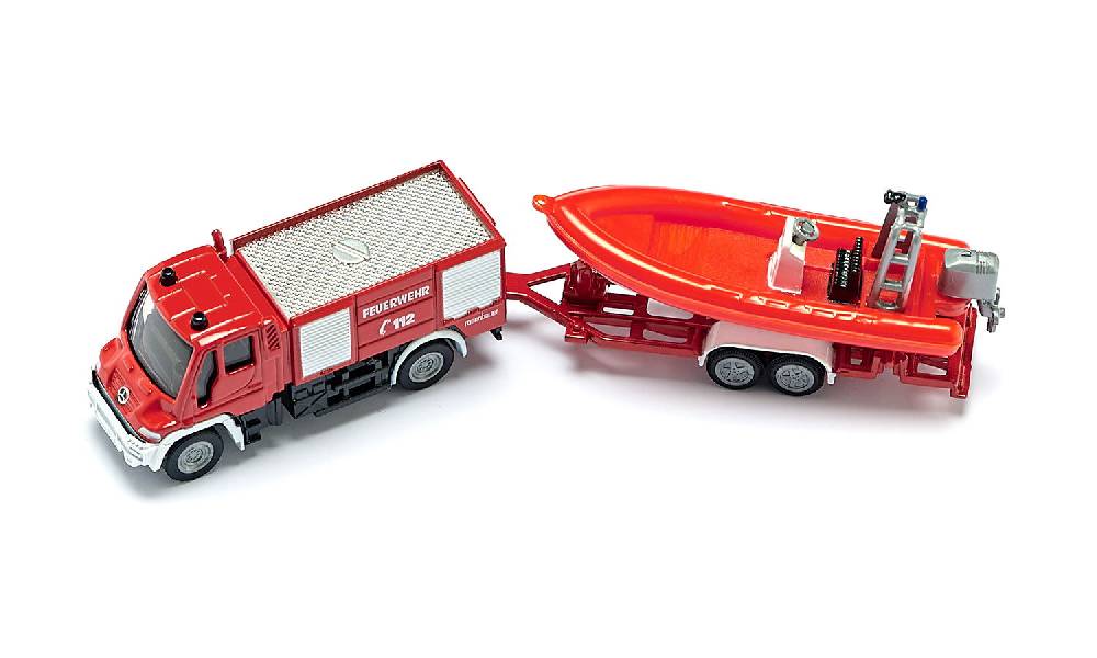 Siku Unimog Feuerwehr mit Boot 10163600005 Schlussverkauf