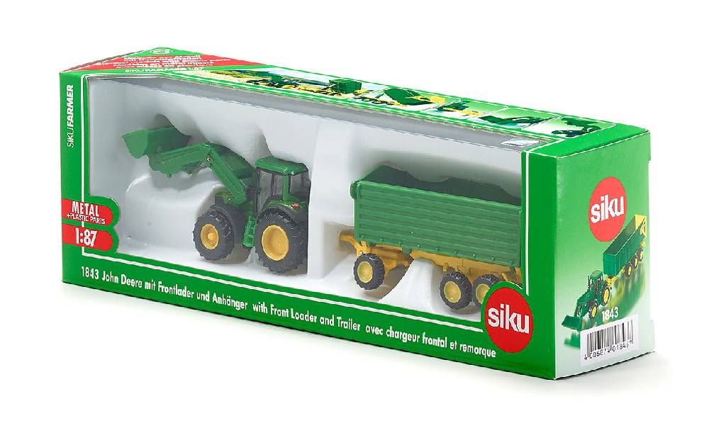 Siku John Deere mit Frontlader und Anhänger 10184300002 Kostenloser Versand