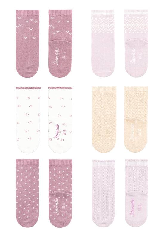 Sterntaler Socken 6er Pack Herzen aus Baumwoll-Mischgewebe Fabrikladen